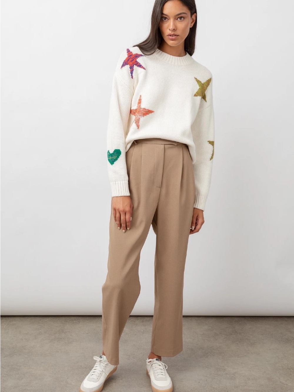 Rails Ivory Star Motif Crewneck Sweater